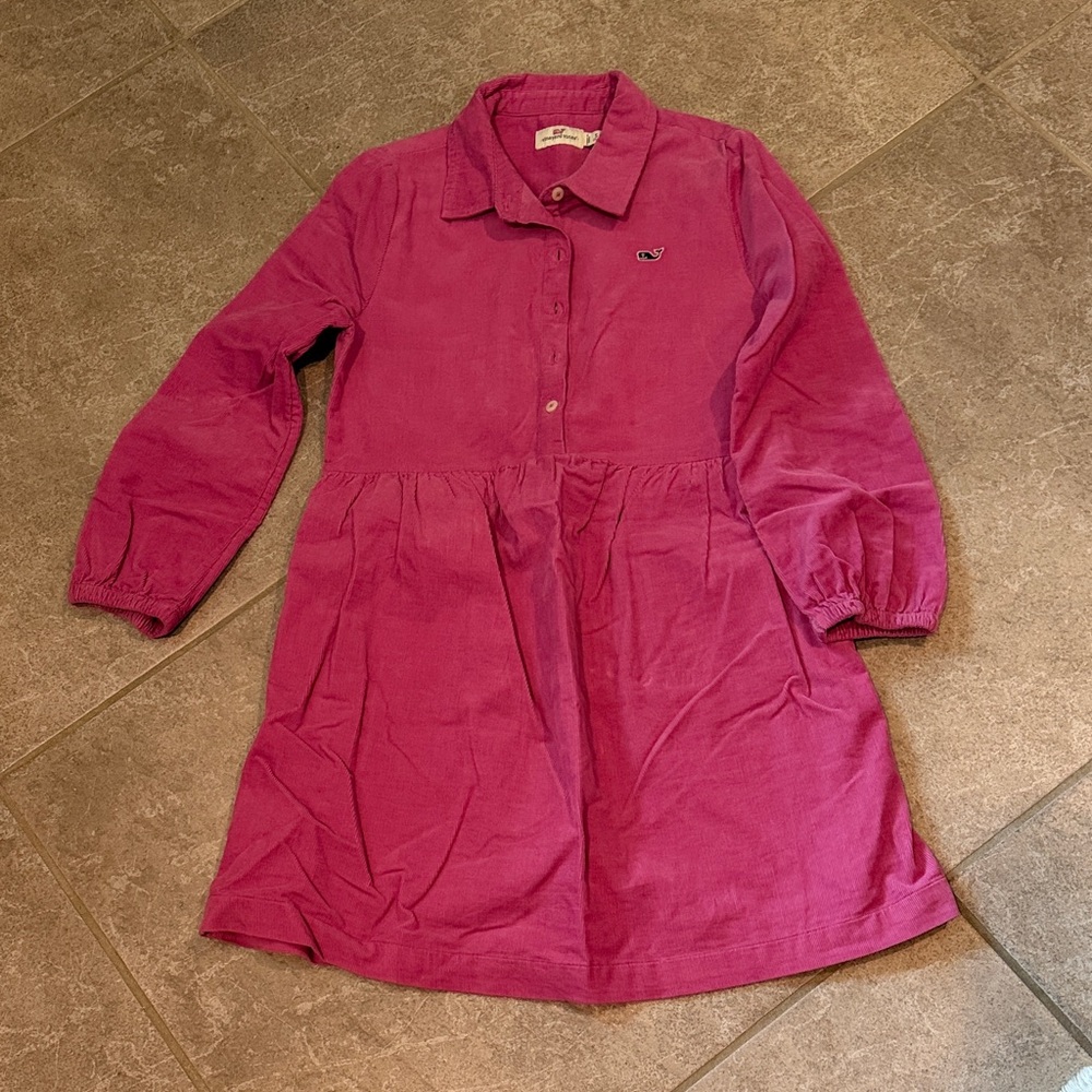 Pink Corduroy Dress with Logo